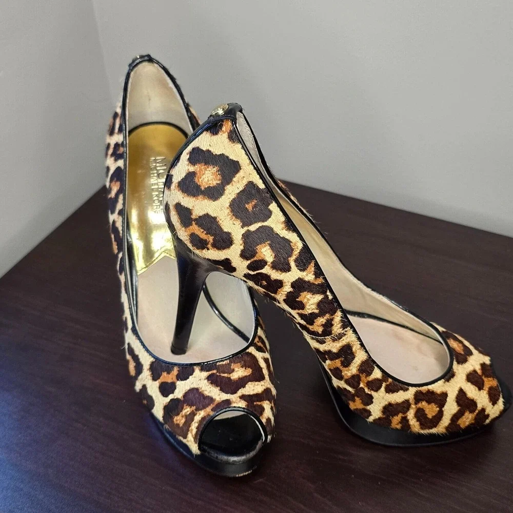 MICHAEL KORS Ionna Pump Leopard Cheetah print‎ haircalf 10M ORIG $125  MK shoe